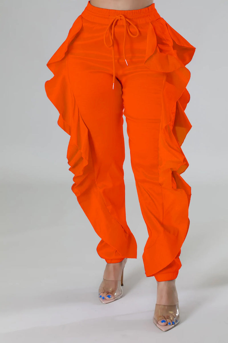 ★2025SS新作★REMAGIE★Ruffle track pants Drift Wave Ruffle Wide Leg Pants - Light Denim | Three Bird Nest