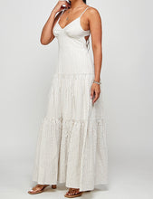 Load image into Gallery viewer, Ruffle Open Back Striped Maxi Dress
