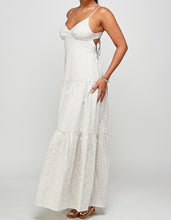 Load image into Gallery viewer, Ruffle Open Back Striped Maxi Dress
