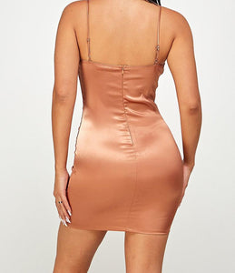 Solid Satin Bodycon Mini Dress