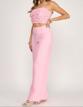 Load image into Gallery viewer, Flower Detail Tube Crop Top and Pants Set
