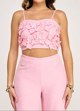 Load image into Gallery viewer, Flower Detail Tube Crop Top and Pants Set
