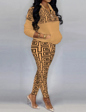 Load image into Gallery viewer, Pattern Print Zipper Top and Pants Set
