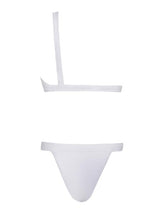 Load image into Gallery viewer, White Single Shoulder Strap Two Piece Swimsuit
