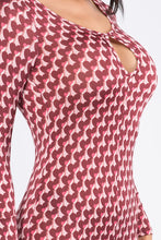 Load image into Gallery viewer, Heart Print Key Hole Long Sleeve Romper
