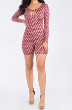 Load image into Gallery viewer, Heart Print Key Hole Long Sleeve Romper
