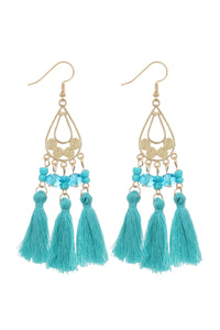 Triple Tassel Dangle Earrings