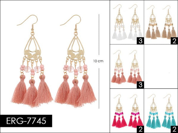 Triple Tassel Dangle Earrings