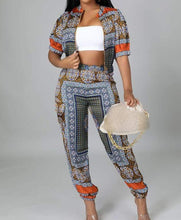 Load image into Gallery viewer, Zip Detail Crop Top and Bohemian Pants Set
