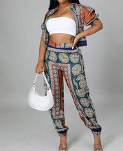 Load image into Gallery viewer, Zip Detail Crop Top and Bohemian Pants Set
