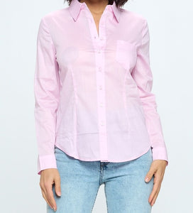 Button Down Long Sleeve Collared Top