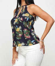 Load image into Gallery viewer, Pineapple Print Cut Out Halter Neck Top
