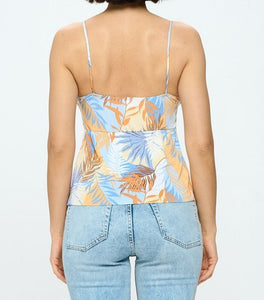 Spaghetti Strap Floral Print A Line Top