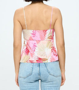 Spaghetti Strap Floral Print A Line Top