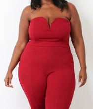 Load image into Gallery viewer, Strapless V Shape Flared Leg Jumpsuit
