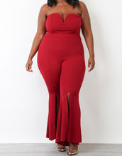 Load image into Gallery viewer, Strapless V Shape Flared Leg Jumpsuit
