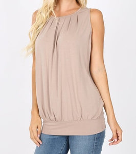 Plus Round Neck Pleated Top