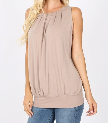 Plus Round Neck Pleated Top