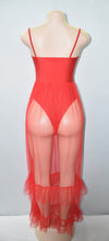 Load image into Gallery viewer, Red Sheer Mesh Dress-Dresses-Just 4 You Fashions Online Clothing Store Grand Cayman Cayman Islands
