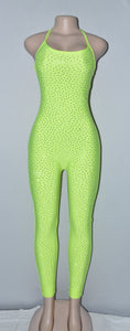 Neon Green Rhinestone Jumpsuit-Jumpsuit-Just 4 You Fashions Online Clothing Store Grand Cayman Cayman Islands