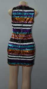 Multi-Colored Striped Dress-Dresses-Just 4 You Fashions Online Clothing Store Grand Cayman Cayman Islands