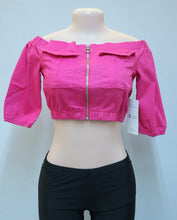 Load image into Gallery viewer, Pink Zip Through Crop Top-Tops-Just 4 You Fashions Online Clothing Store Grand Cayman Cayman Islands
