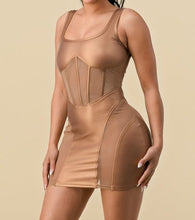 Load image into Gallery viewer, Faux Leather Mesh Detail Dress
