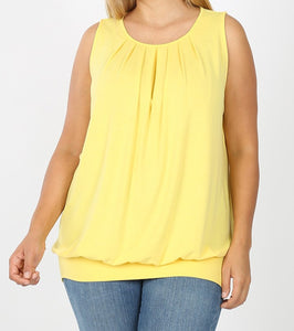 Plus Round Neck Pleated Top