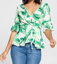 Load image into Gallery viewer, Tropical Print Wrap Top
