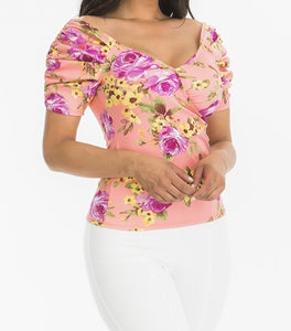 Mid Shoulder Floral Top